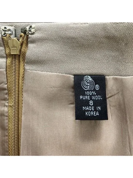 Ellen Tracy Pencil Skirt Womens Size 8 Wool Straight Lined Knee Length Tan - Picture 8 of 9